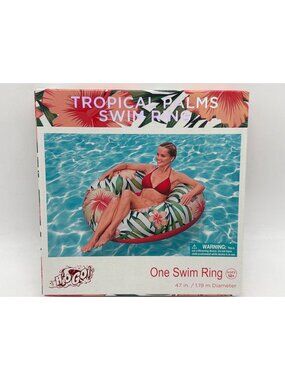 Tropical Palms Inflatable Swim Ring 47-Inch Diameter By Bestway Ages 12+